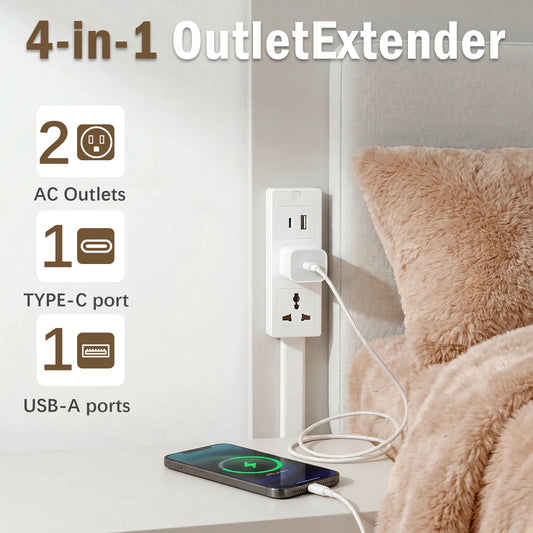 3 Style Retractable Sockets in Various Shapes US Plug Power Strip with AC Outlets USB Port(USB-A/C),Adjustable Electrical Outlet Extender Stick,Multi Socket Wall Socket Universal for Hard-to-Reach Wall Outlets Behind Couch,Be