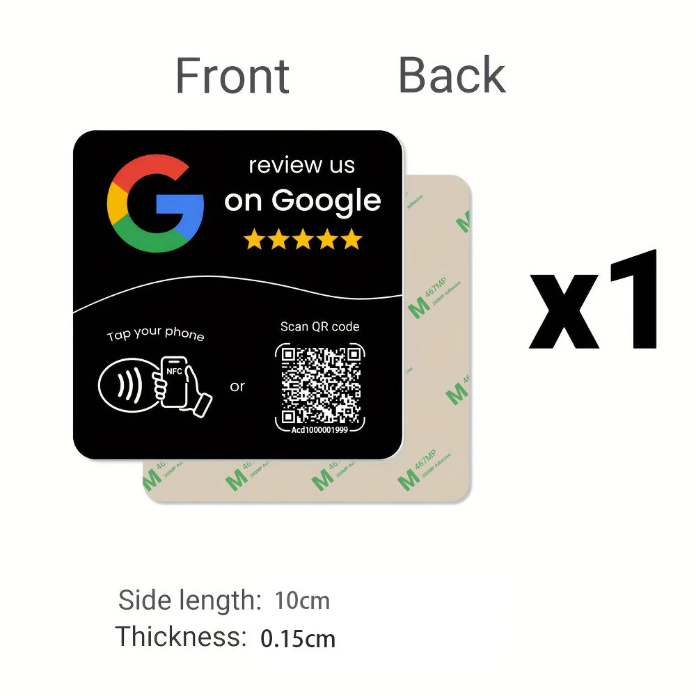 NFC 215 square programmable for Google Review Card NFC Station Table 13.56Mhz QR code editable Standing Card