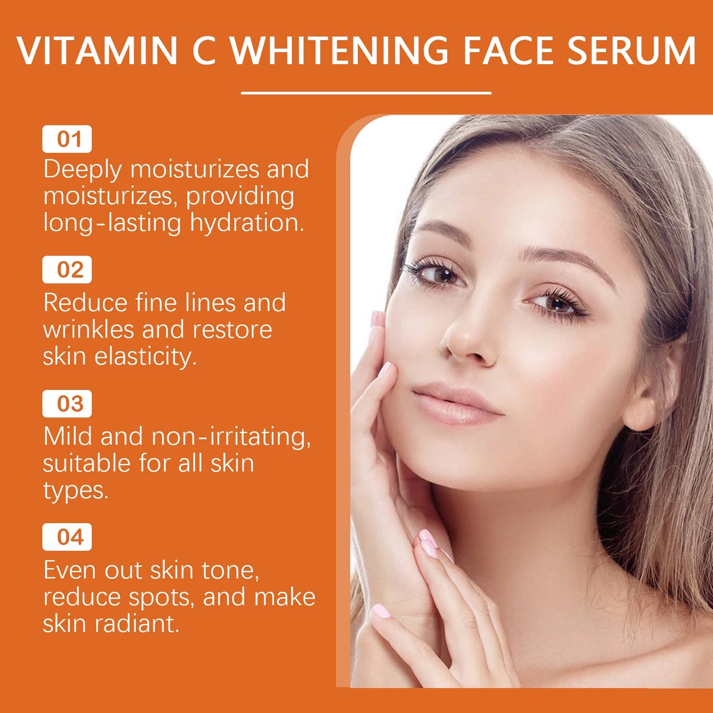 Vitamin C Facial Essence Fade Dark Spots Eliminate Freckles Acne Marks Repair Smooth Skin Care Hyaluronic Acid Brightening Serum