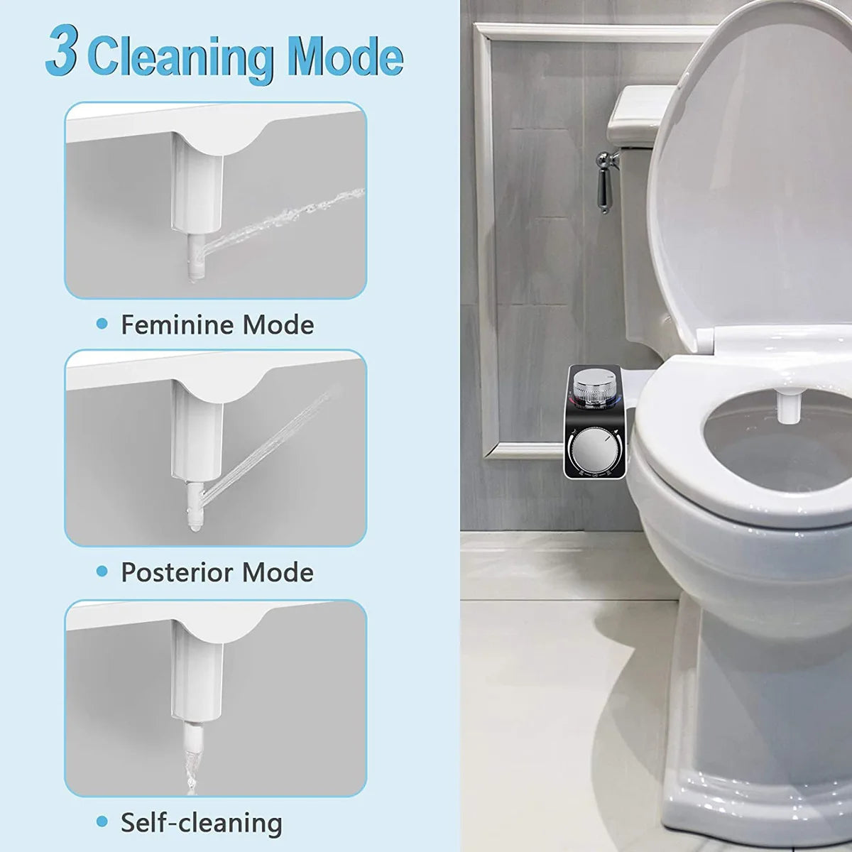 Bidet Toilet Seat Attachment Non-Electric Self-Cleaning Dual Nozzles Wash Hot Cold Mixer Water Lady Bathroom Accessories Sprayer