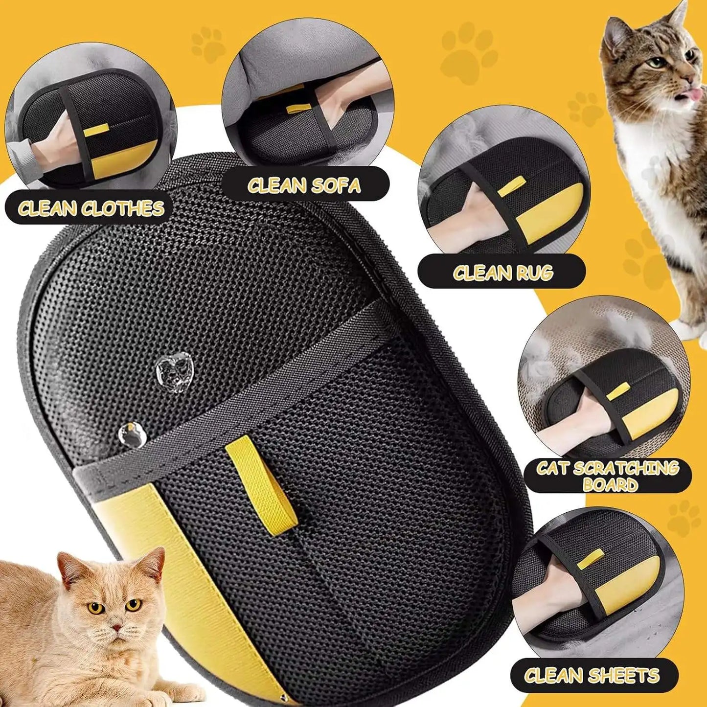 Dropshipping Two-Way Double-Sided Electrostatic Dog Hair Removal Glove Reusable Efficient Washable Upgraded Pet Grooming Glove