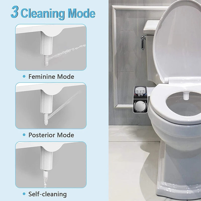 Bidet Toilet Seat Attachment Non-Electric Self-Cleaning Dual Nozzles Wash Hot Cold Mixer Water Lady Bathroom Accessories Sprayer