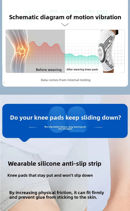 Sports knee support strap with spring support silicone shock absorption suitable for running basketball hiking outdoor sports