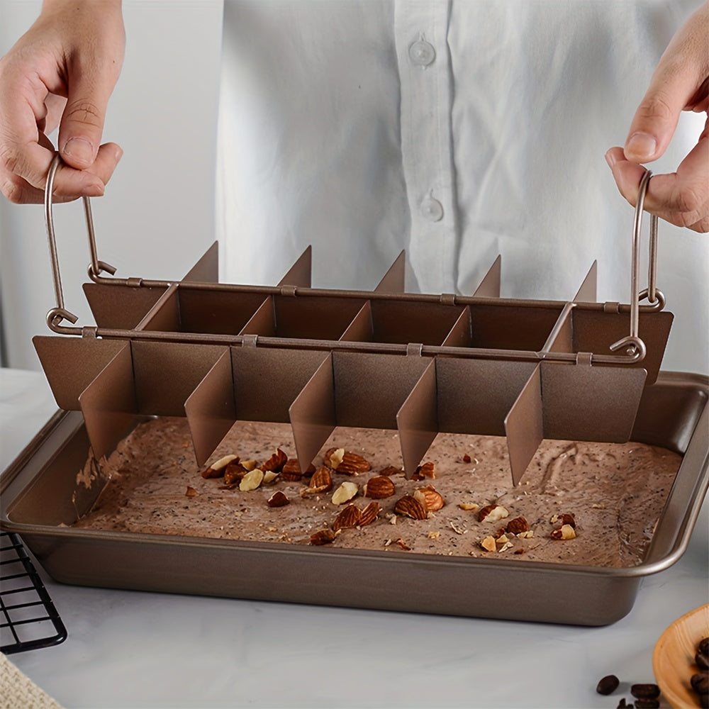 1pc Brownie Cake Pan With Dividers (12.2''x7.7'') Stainless Steel Loaf Pan Non-Stick Square Muffin Pan Blondie Bakeware