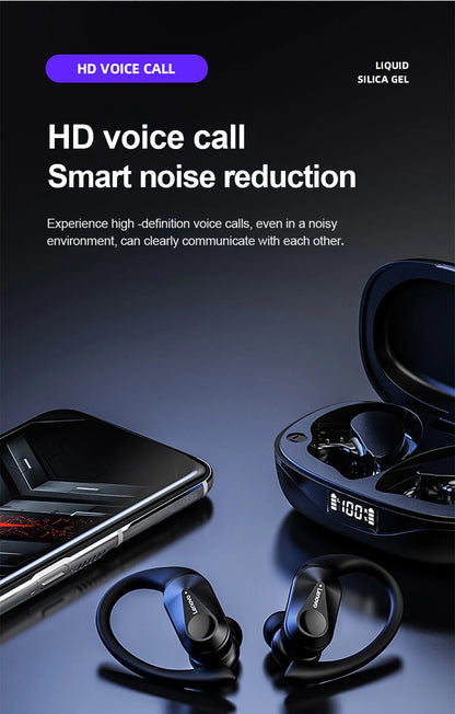 Lenovo LP75 Sports Wireless Earphones with Mics,Button Control, LED Power Display,Hifi Stereo Sound Bluetooth 5.3 TWS Headphones