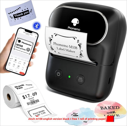 Suitable for M108 label printer, small cross-border e-commerce price Bluetooth self-adhesive thermal printer