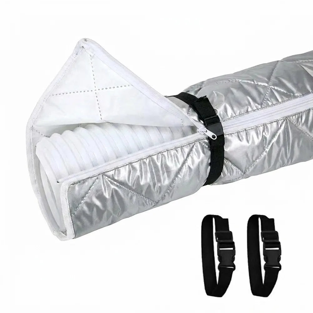 Adjustable Straps Air Conditioner Hose Cover Waterproof with 2 Buckle Straps Hose Insulation Cover Heat Insulation Protective