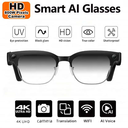 2026 New 8K HD AI Smart Glasses Men with Chat GPT 800MP Camera Bluetooth Call AI Translation Voice Assistant Control Unisex Sung