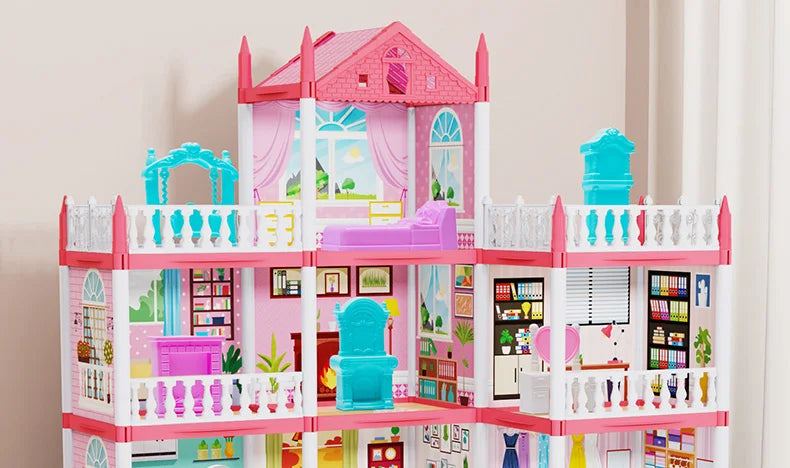 Popular Toy 3d Assembly Diy Mini Toy House Accessories Villa Princess Castle Led Lights Girl Birthday Gift Assembly Toy House