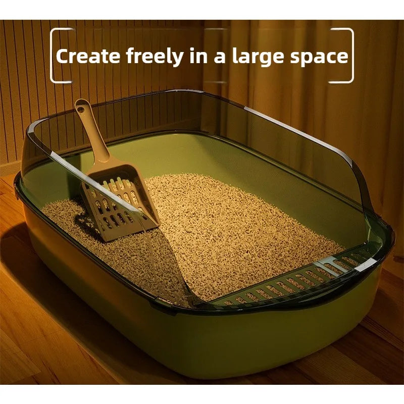 Anti Tracking Semi‑Enclosed Cat Litter Box Odor Control Pet Toilet with Detachable Scoop for Indoor Cats