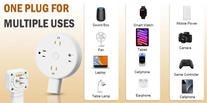 3 Style Retractable Sockets in Various Shapes US Plug Power Strip with AC Outlets USB Port(USB-A/C),Adjustable Electrical Outlet Extender Stick,Multi Socket Wall Socket Universal for Hard-to-Reach Wall Outlets Behind Couch,Be