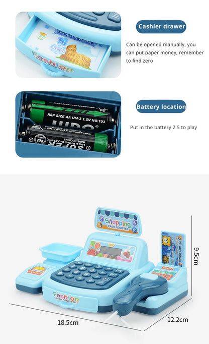 Simulation Shopping Cash House Toys Electronic Game Lighting And Sound Effects Supermarket Cashier Toys