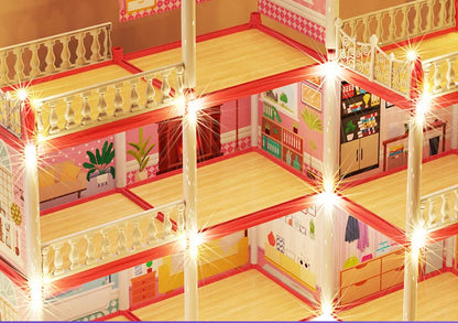 Popular Toy 3d Assembly Diy Mini Toy House Accessories Villa Princess Castle Led Lights Girl Birthday Gift Assembly Toy House
