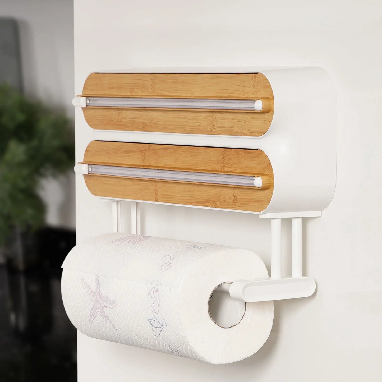 3 In 1/only 1 functional Aluminum Film Wrap Cutter WallMount Paper Towel Holder Cling Film Cutting Holder Plastic Wrap Dispenser