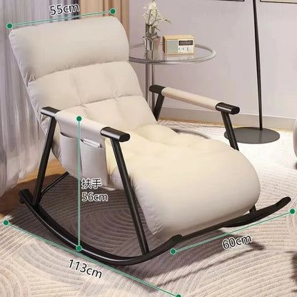 Rocking chair Adult recliner Balcony Lazy sofa Internet celebrity leisure chair Lunch break folding back chair
