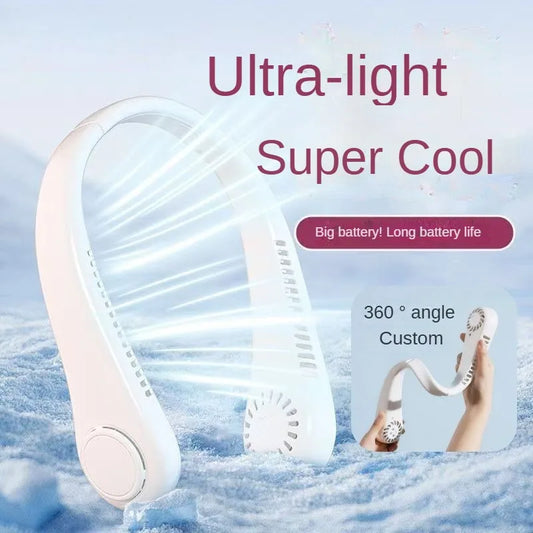 Bladeless Neck Mounted Fan 3 Speed, Rechargeable Mini Portable Air Cooler, Long Lasting Summer Outdoor Sports Cooling Neck Fan