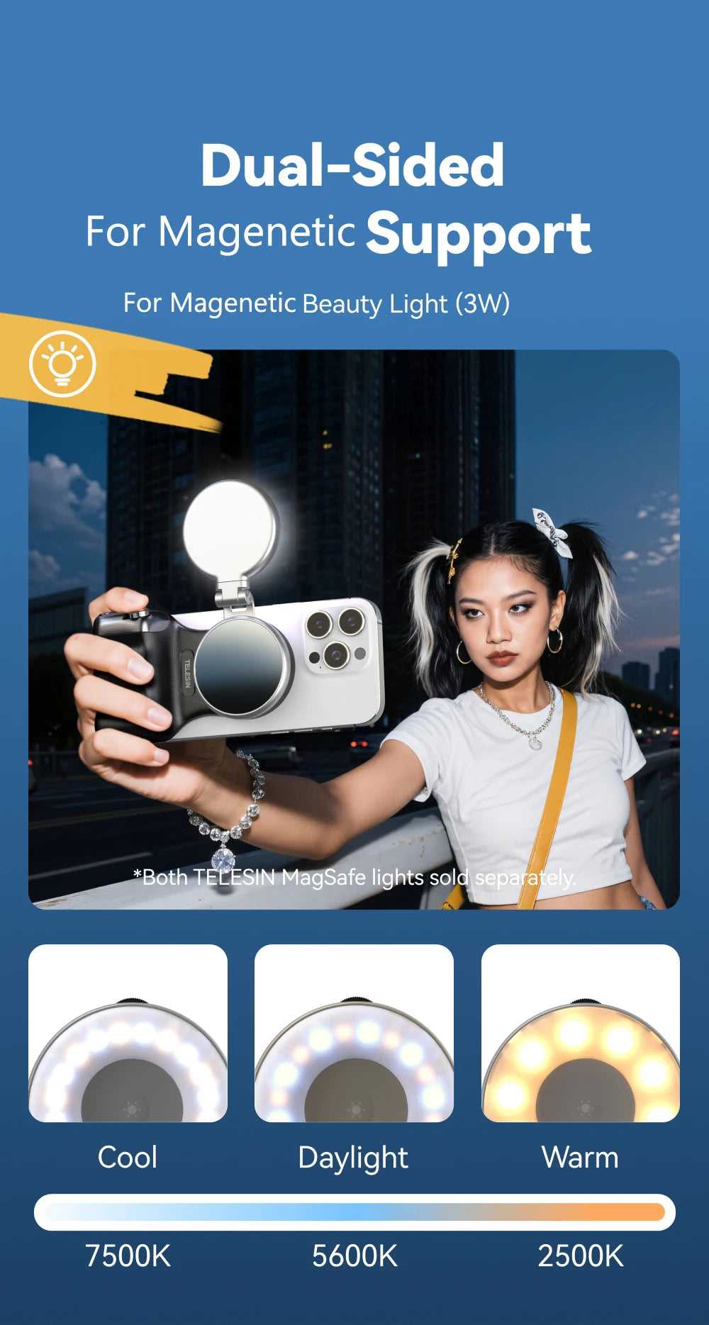 TELESIN Magnetic Phone Camera Shoot Hand Grip Universal Smart Phone Holder Shooting Aid Remote Control Handle for Iphone Andriod