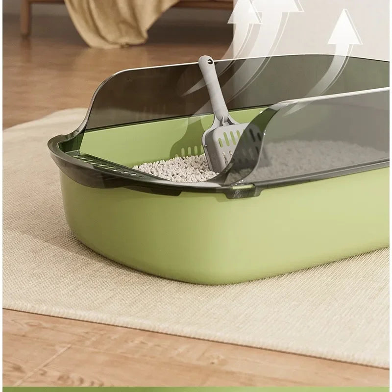 Anti Tracking Semi‑Enclosed Cat Litter Box Odor Control Pet Toilet with Detachable Scoop for Indoor Cats