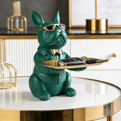 Multi Functional Bulldog Tray Animal Statue Creative Ornament Living Room Bedroom Miscellaneous Storage Home Decoration Gift