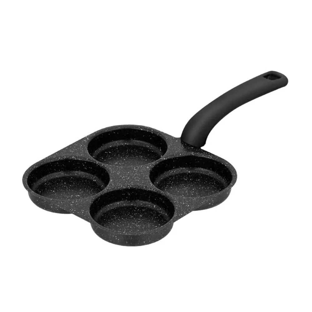 Mini 4 Grids Fried Egg Pan Rapid Heating Anti -scald Handle Divided Egg Skillet Non-stick Flat Bottom Pancake Pan Breakfast