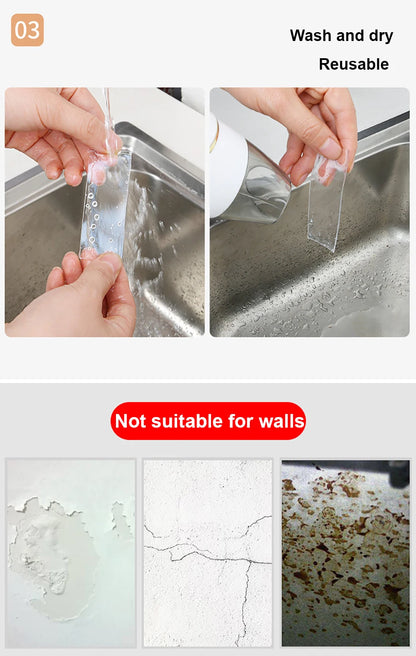 1-10M Nano Double Sided Tape Heavy Duty Transparent Adhesive Strips Strong Sticky Multipurpose Reusable Waterproof Mounting Tape