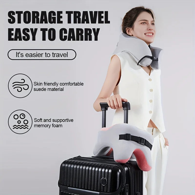 Travel Neck Pillow Slow Rebound Memory Foam U-shaped Pillow Comfortable Soft Car and Airplane Neck Pillow Office Nap