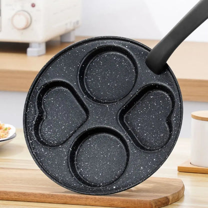 Mini 4 Grids Fried Egg Pan Rapid Heating Anti -scald Handle Divided Egg Skillet Non-stick Flat Bottom Pancake Pan Breakfast