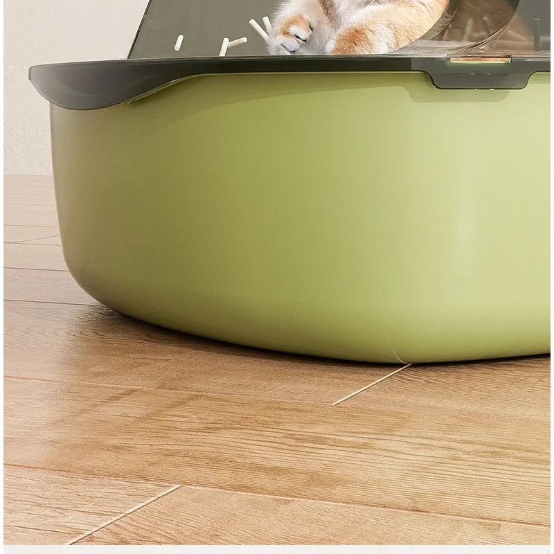 Anti Tracking Semi‑Enclosed Cat Litter Box Odor Control Pet Toilet with Detachable Scoop for Indoor Cats