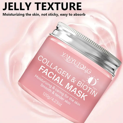 Collagen Peel Mask, Biotin Collagen Wrap Mask Day and Night, Deep Hydration, Night Care Mask Cream.