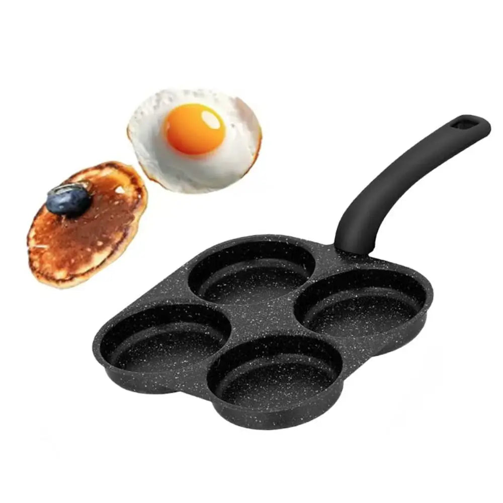Mini 4 Grids Fried Egg Pan Rapid Heating Anti -scald Handle Divided Egg Skillet Non-stick Flat Bottom Pancake Pan Breakfast