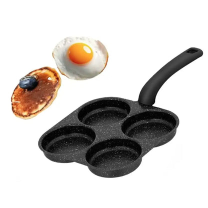 Mini 4 Grids Fried Egg Pan Rapid Heating Anti -scald Handle Divided Egg Skillet Non-stick Flat Bottom Pancake Pan Breakfast