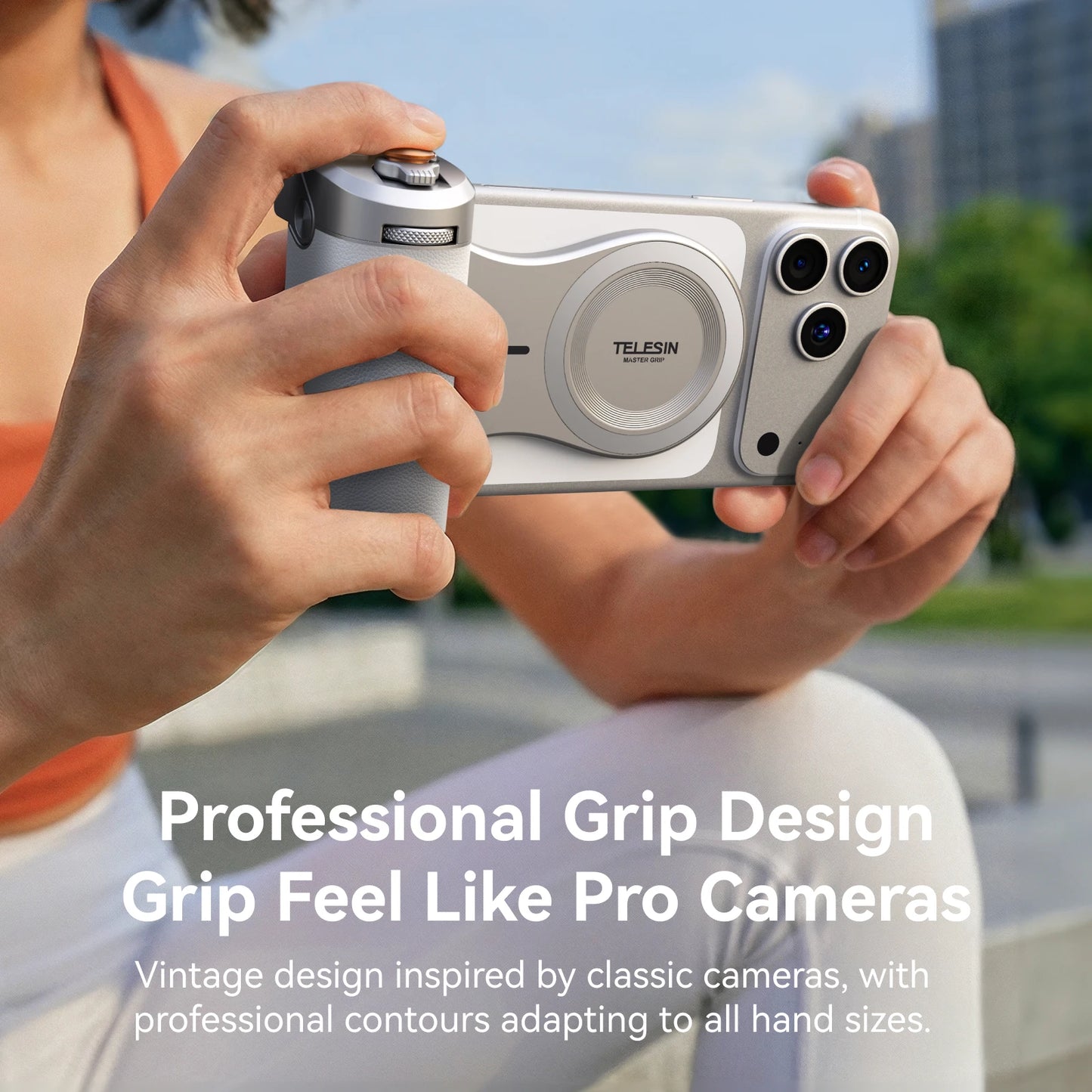 TELESIN Magnetic Phone Camera Shoot Hand Grip 3200Mha Powerbank Wireless Charging Phone Holder Remote Shooting Aid for Iphone