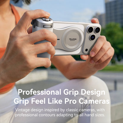 TELESIN Magnetic Phone Camera Shoot Hand Grip 3200Mha Powerbank Wireless Charging Phone Holder Remote Shooting Aid for Iphone