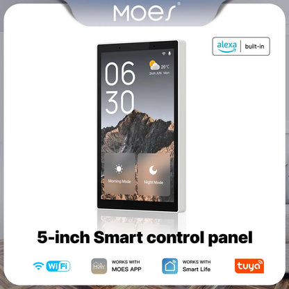 MOES Tuya Wifi Smart 5-inch Touch Screen US Center Control Panel Voice Control Alexa And ZigBee Gateway Built-in Scene Control