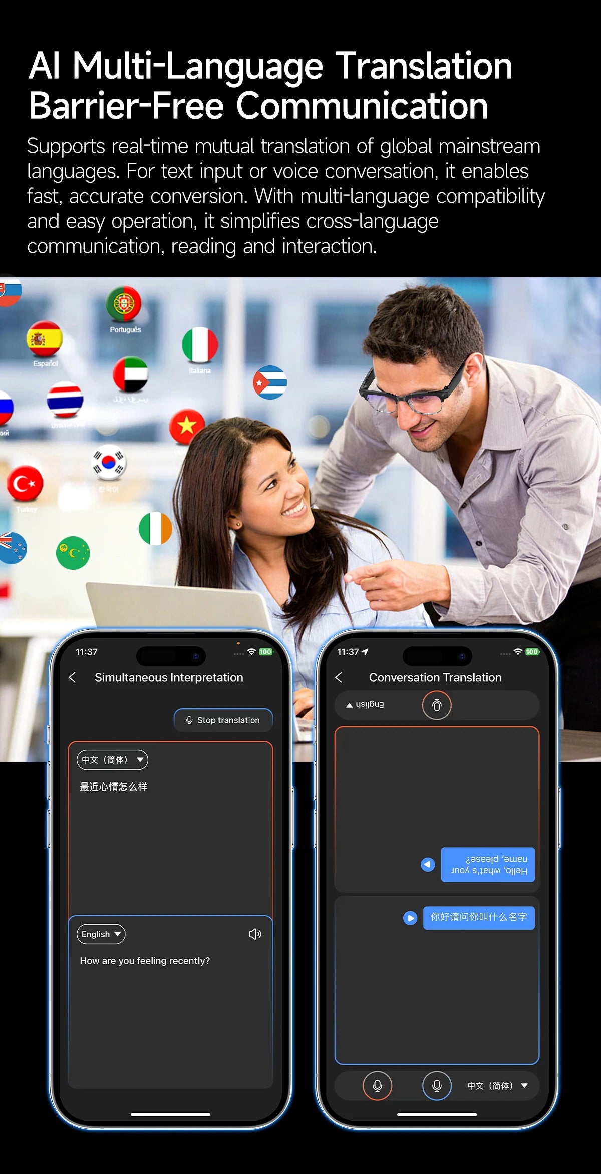 2026 New 8K HD AI Smart Glasses Men with Chat GPT 800MP Camera Bluetooth Call AI Translation Voice Assistant Control Unisex Sung