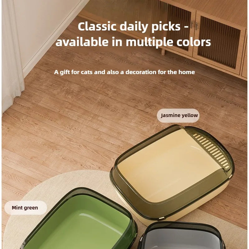 Anti Tracking Semi‑Enclosed Cat Litter Box Odor Control Pet Toilet with Detachable Scoop for Indoor Cats