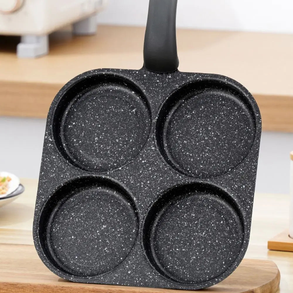 Mini 4 Grids Fried Egg Pan Rapid Heating Anti -scald Handle Divided Egg Skillet Non-stick Flat Bottom Pancake Pan Breakfast