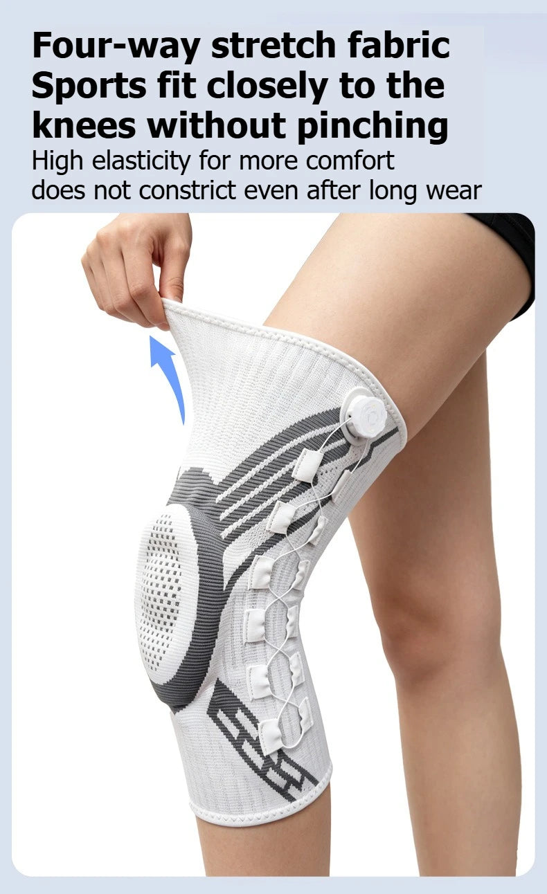 Sports knee support strap with spring support silicone shock absorption suitable for running basketball hiking outdoor sports