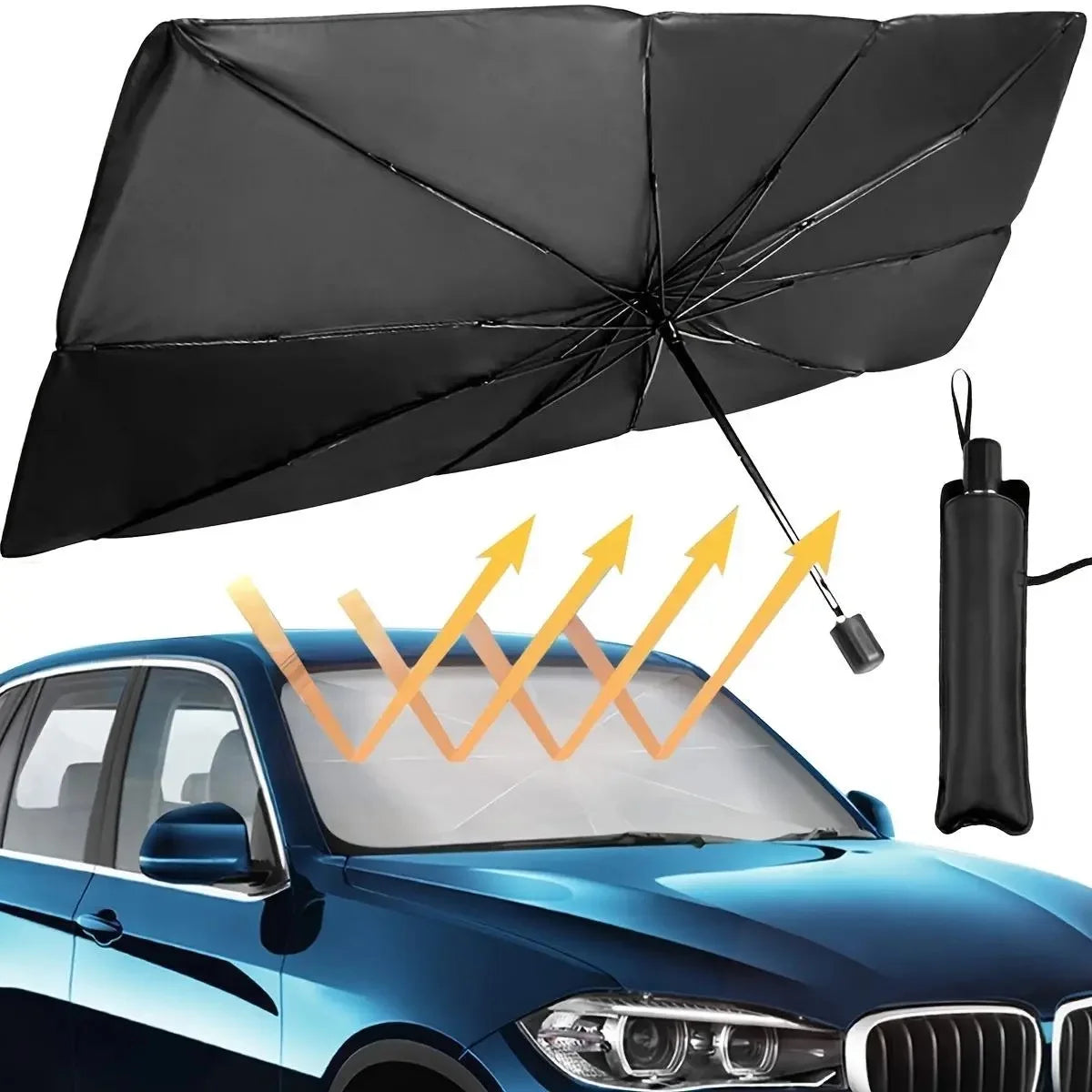 Portable Car Windshield Sunshade, Foldable Windshield Sun Umbrella, Car Exterior Accessory, Car Windshield Cooling Umbrella for Daily Use, Car Window Shades
