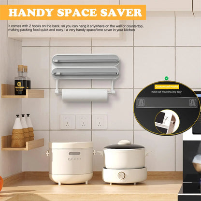 3 In 1/only 1 functional Aluminum Film Wrap Cutter WallMount Paper Towel Holder Cling Film Cutting Holder Plastic Wrap Dispenser