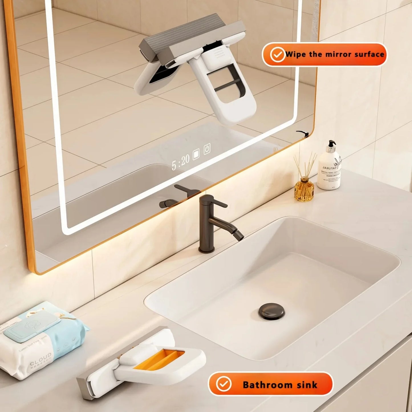 Mop and Sponge Sets Self Squeezing Mini Handheld Sponge Mop Foldable Desktop Cleaning Tool for Bathroom Kitchen Tabletop Glass
