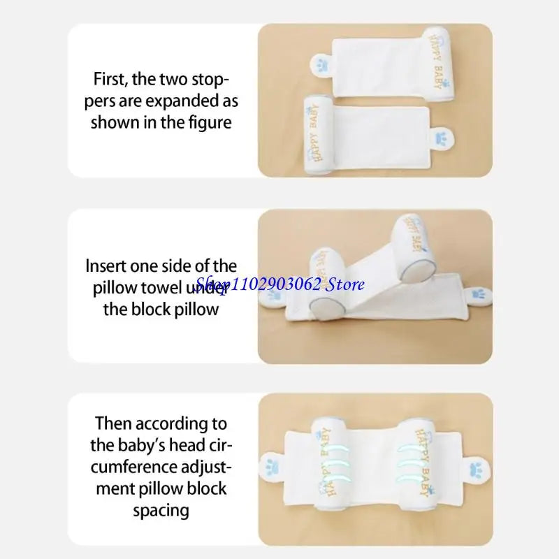 B5XB Infant Head Rest Pillow Breathable Pearls Cotton Filling Machine Washable Design For Crib Strollers Car