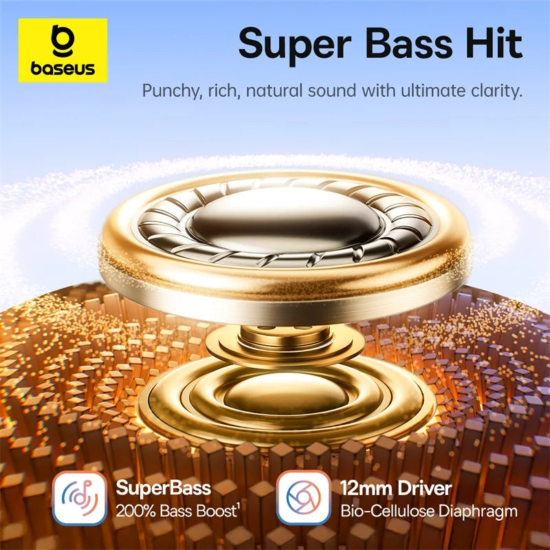 Baseus BC1 Ear Clip Earbuds Open Ear Wireless Earphones Bluetooth 6.0 Clip On Sports Headphones 4-Mics Super Bass IP55 Ear buds