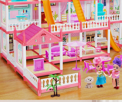 Popular Toy 3d Assembly Diy Mini Toy House Accessories Villa Princess Castle Led Lights Girl Birthday Gift Assembly Toy House