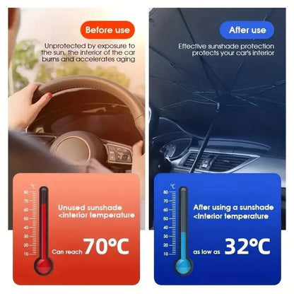 Portable Car Windshield Sunshade, Foldable Windshield Sun Umbrella, Car Exterior Accessory, Car Windshield Cooling Umbrella for Daily Use, Car Window Shades