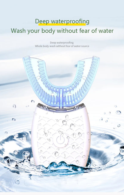 Intelligent U-Type Toothbrush 360 Degrees Sonic Electric Automatic with USB Charge Waterproof Silicon Head for Oral Care
