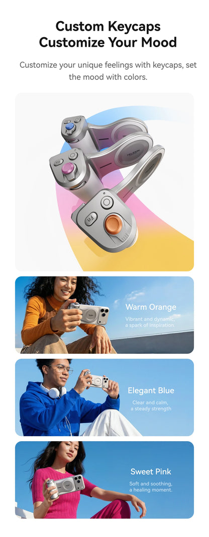 TELESIN Magnetic Phone Camera Shoot Hand Grip 3200Mha Powerbank Wireless Charging Phone Holder Remote Shooting Aid for Iphone