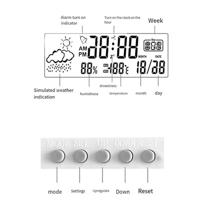 Thermo-Hygrometer Clock Creative Weather Display Electronic Alarm CLock Desktop Table Decor For Living Room Bedroom