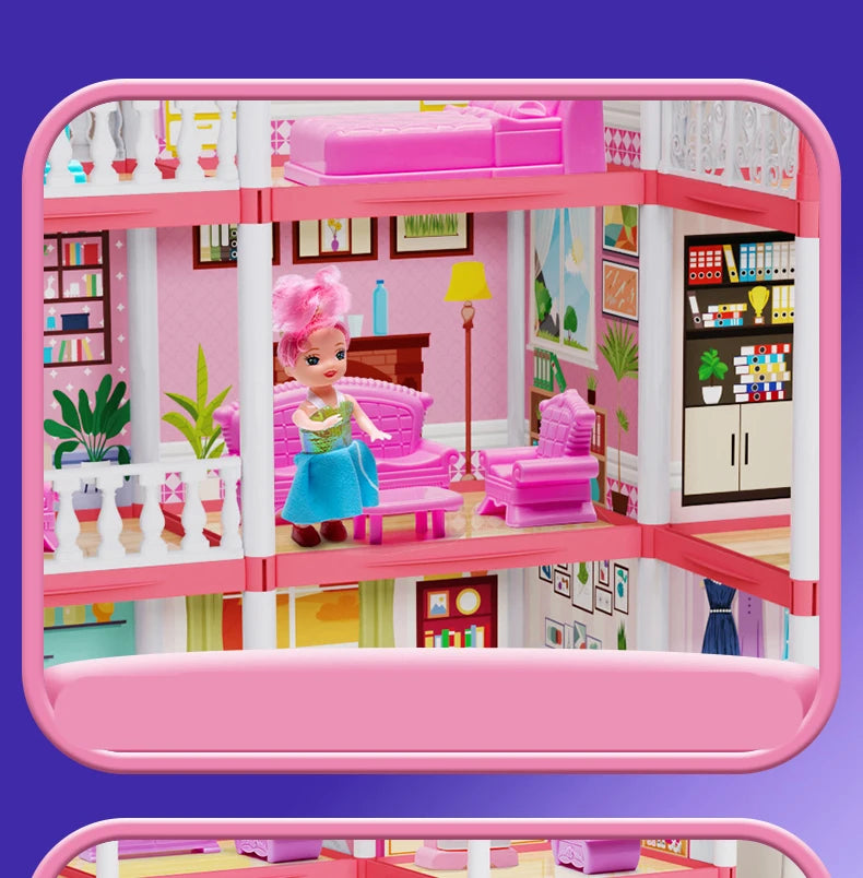 Popular Toy 3d Assembly Diy Mini Toy House Accessories Villa Princess Castle Led Lights Girl Birthday Gift Assembly Toy House
