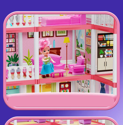 Popular Toy 3d Assembly Diy Mini Toy House Accessories Villa Princess Castle Led Lights Girl Birthday Gift Assembly Toy House
